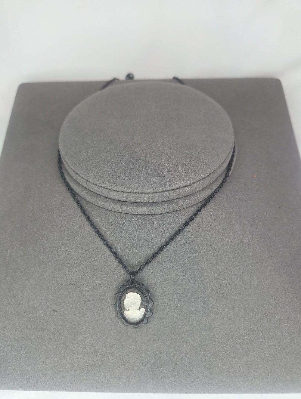 Dominique Cohen Vintage Inspired Black Cameo Pendant Necklace